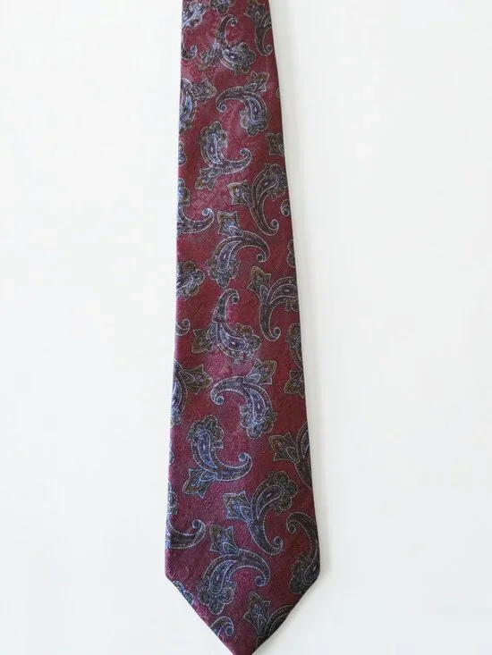 Neiman Marcus Italian Silk Tie Red Paisley Handmade Luxury Classic 3.5" - Picture 10 of 12